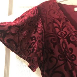 Francesca's Red Velvet Wrap Dress